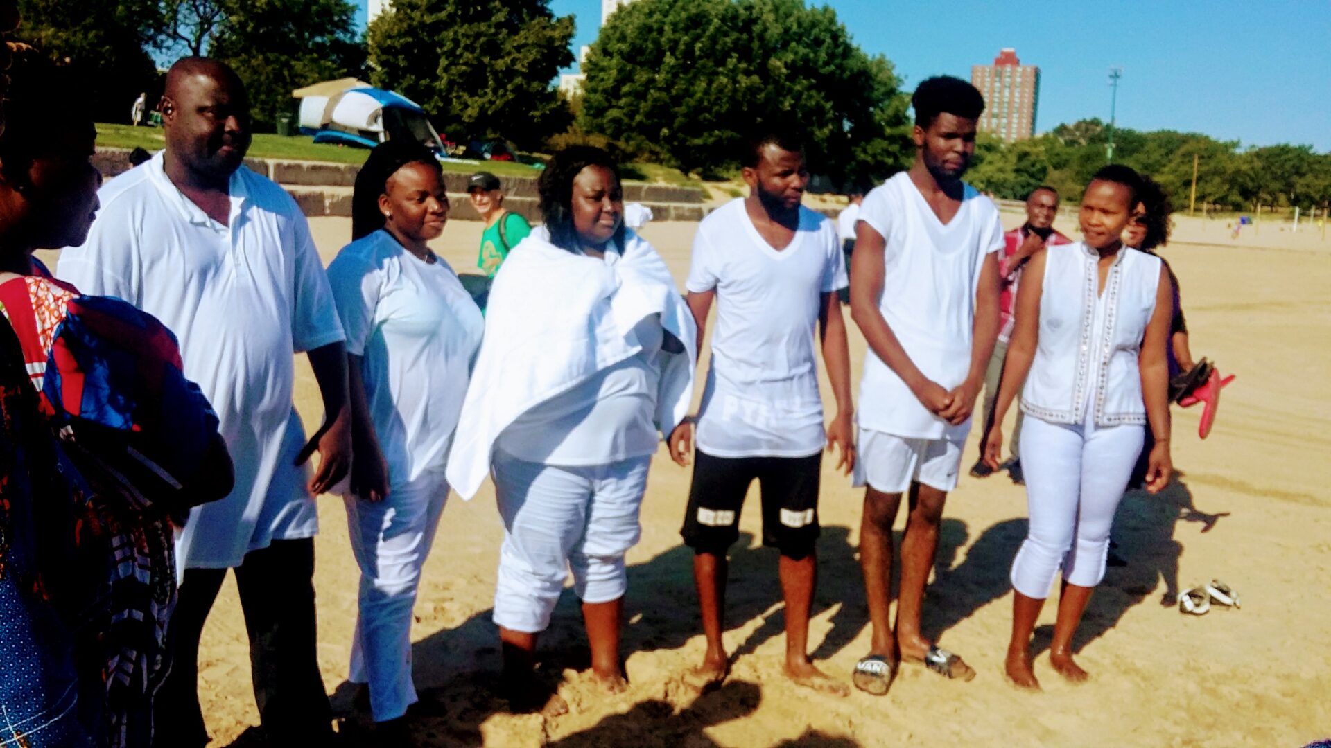 Family Members Wearing White