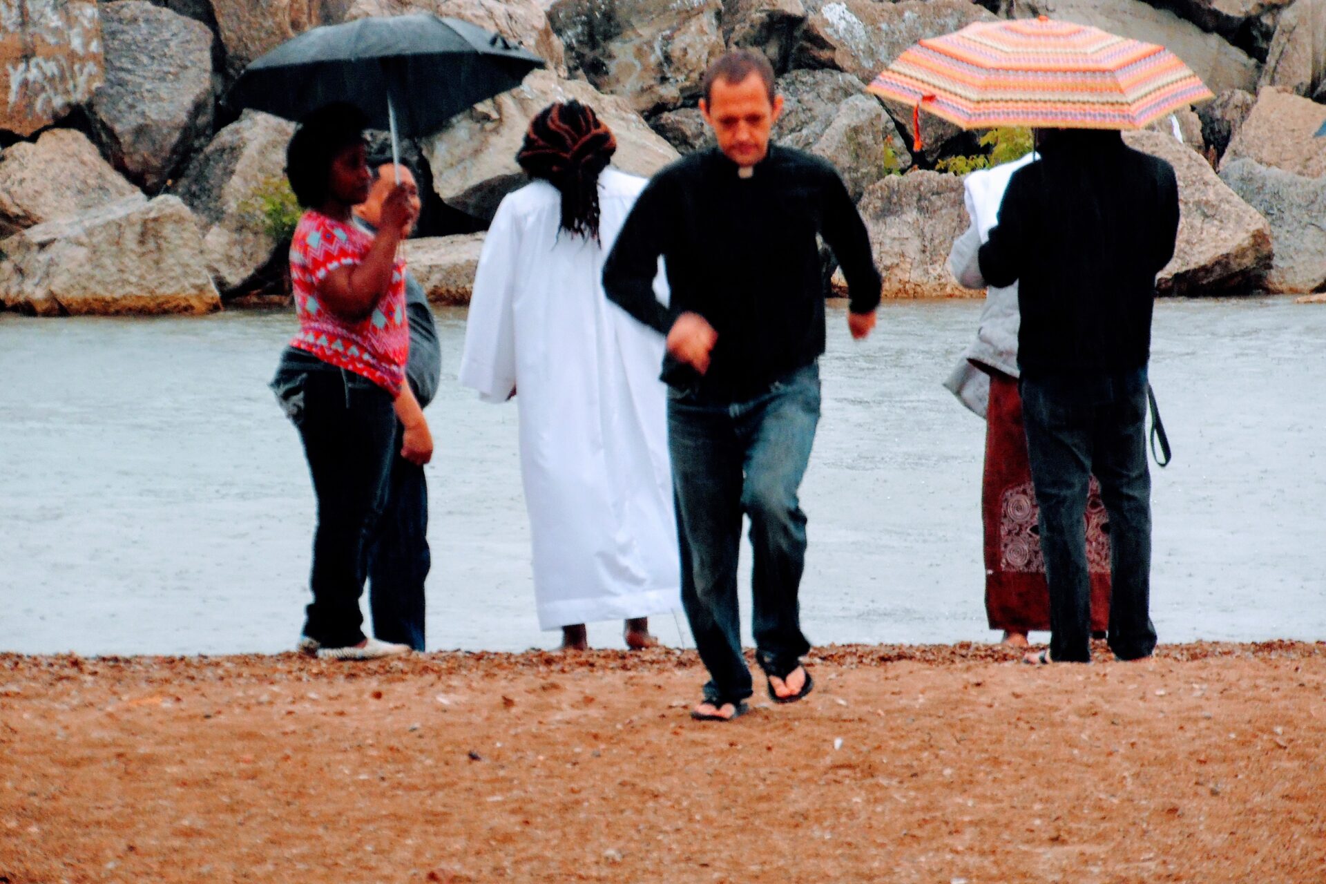 Individuals Near the Beach