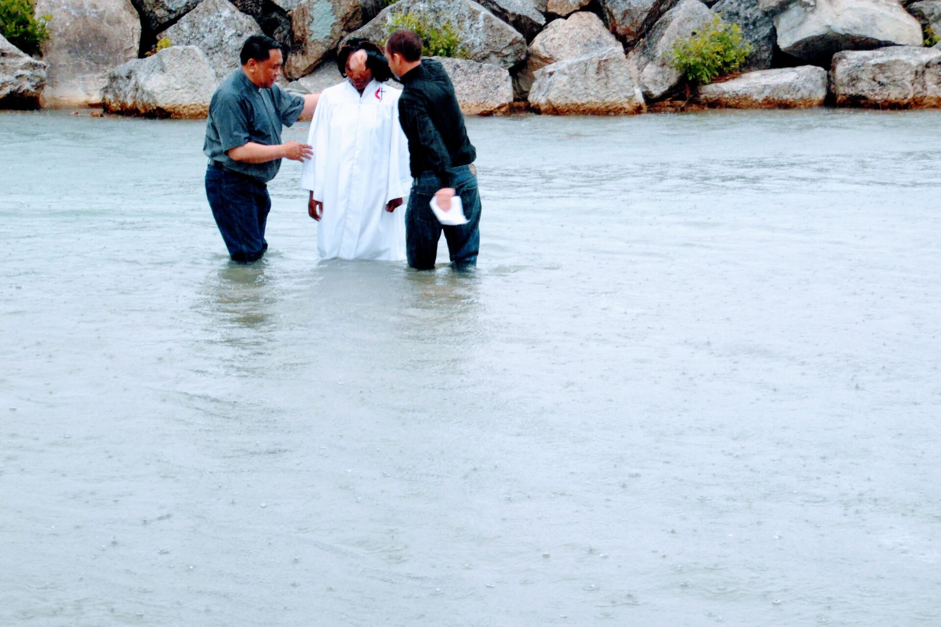 Two Men and a Woman in the Beach