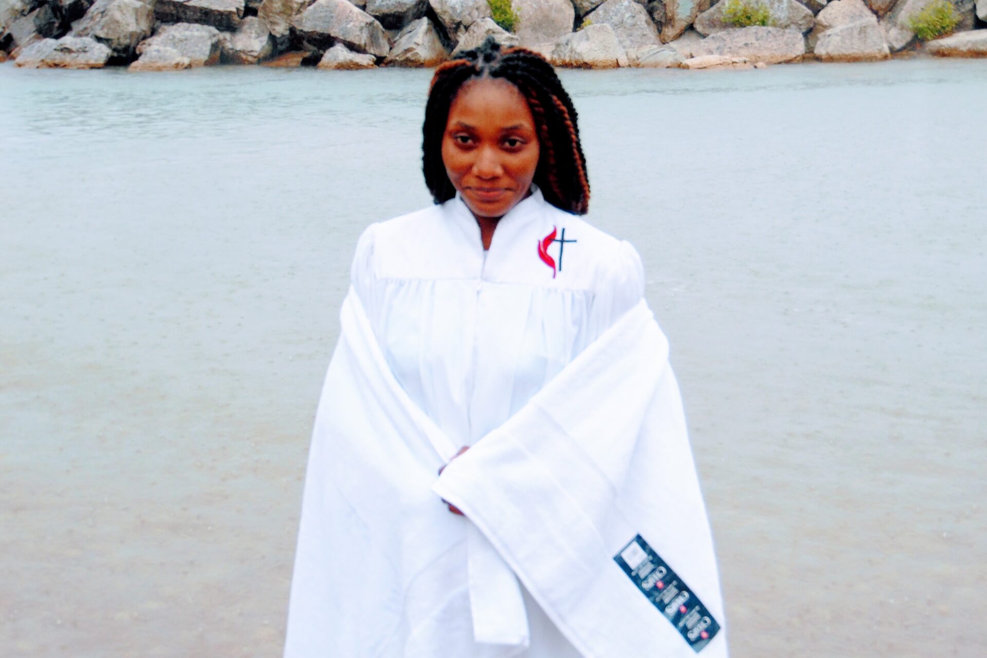 A Woman Wearing White in the Beach