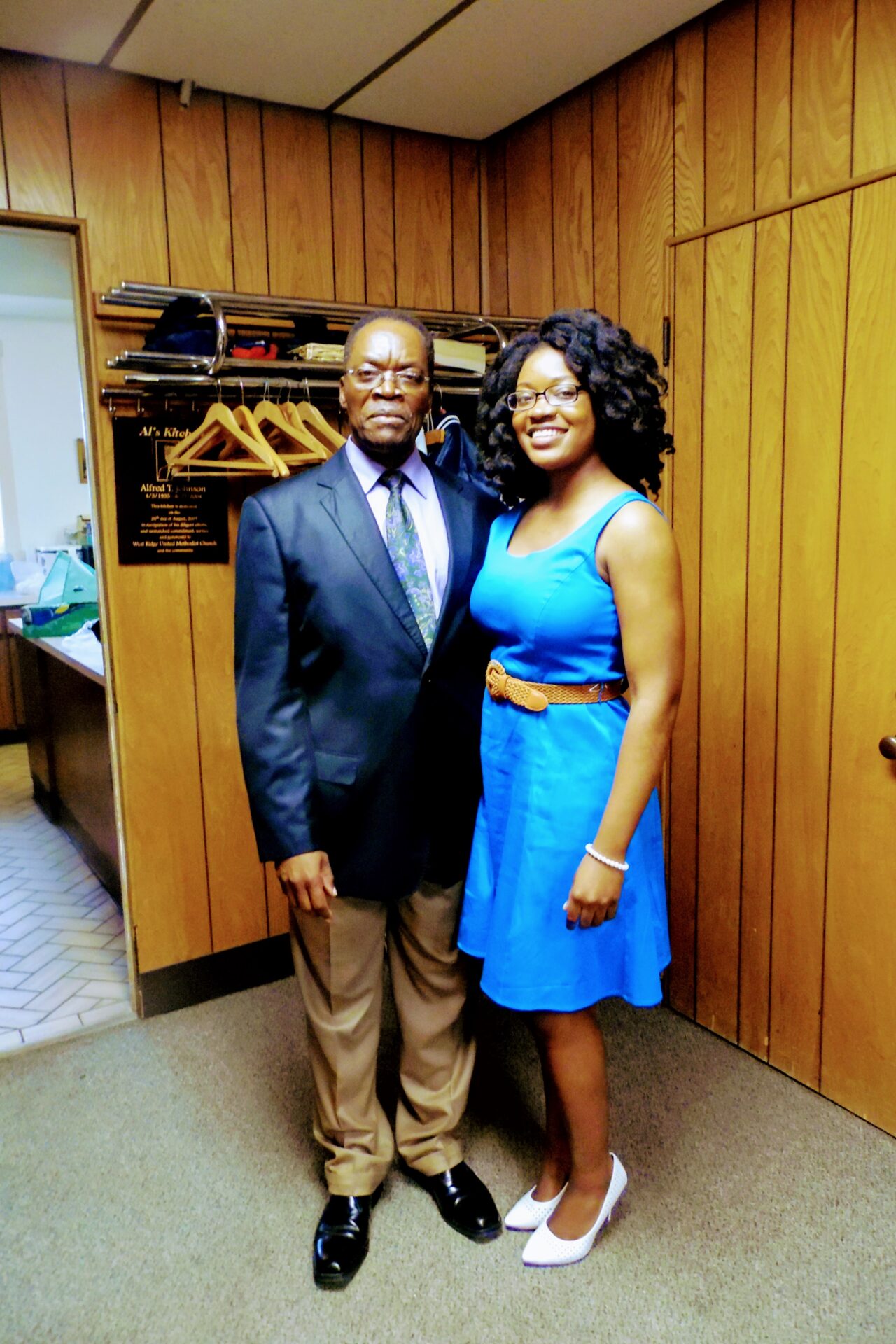 A Man and a Woman Wearing Blue