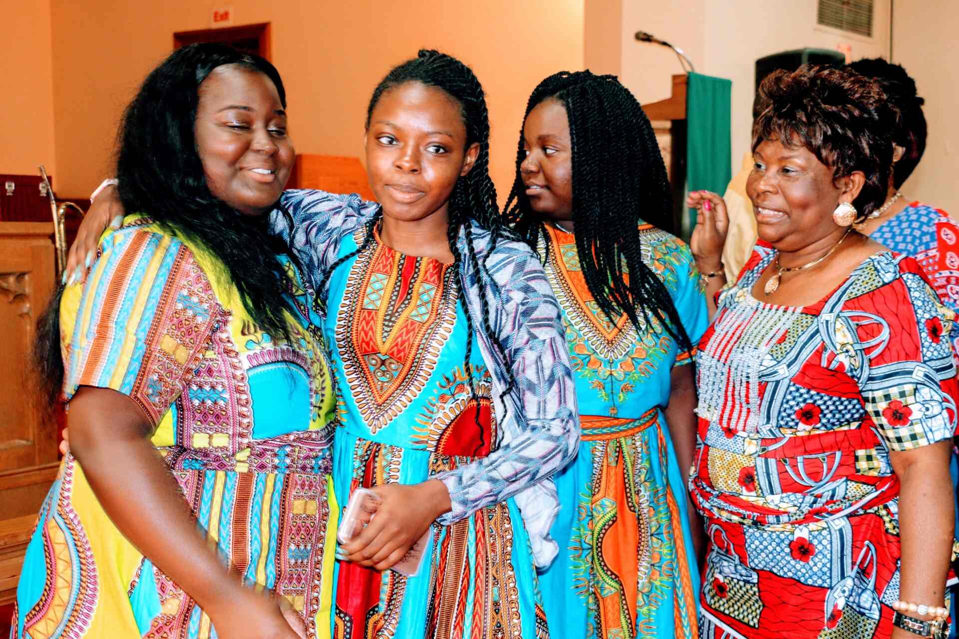 Four Happy Women Inside the Church